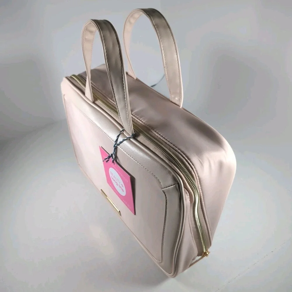 Tartan + Twine Long Trip Cosmetic Makeup Travel Bag Pink/Peach NEW WITH TAGS
